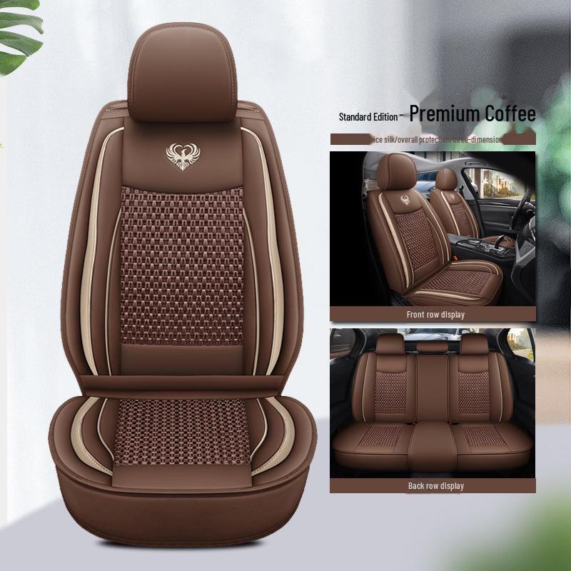 All-Season Leather/Ice Silk Car Seat Cushion - Full Surround Cover