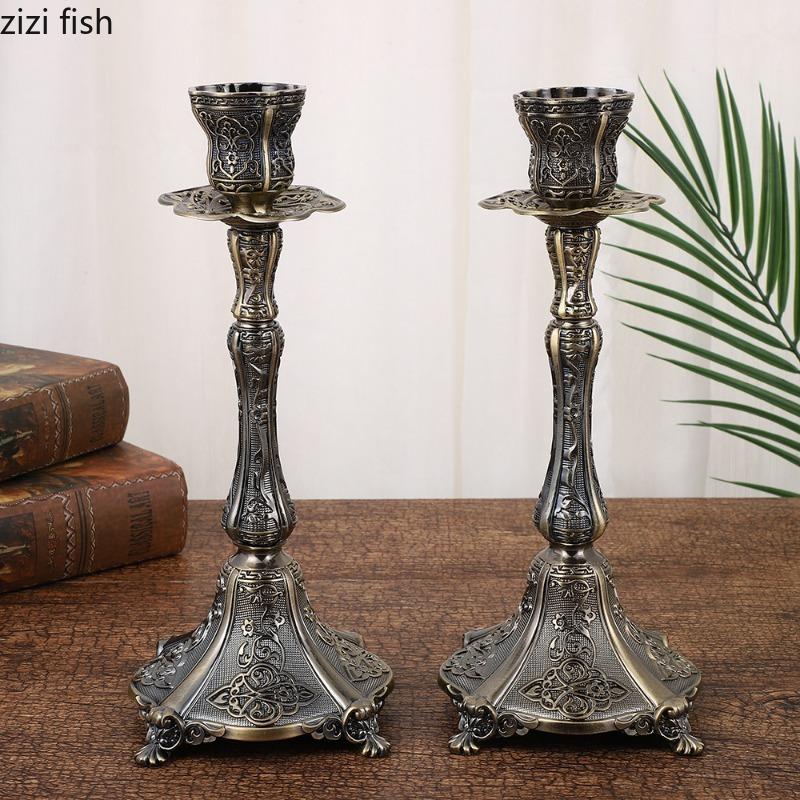 Retro Zinc Alloy Candle Holder Multi Head Candle Rack Wedding Decoration Candlestick Holder Candlelight Dinner Candles Stand