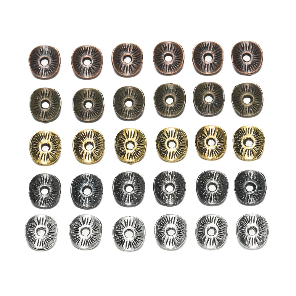 50/100pcs Alloy Antique Bronze Round Spacer Beads Charms For Diy Beaded Bracelets Necklace Jewelry Handmade Making Accessories