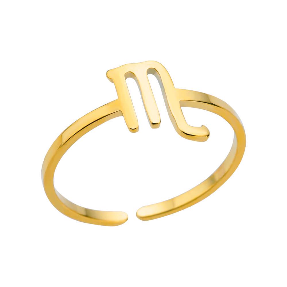 Stainless Steel Zodiac Birthstone Open Ring Set - 12 Constellations Symbol, Pinky Ring