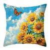 Oil Painting Sunflower Cushion Cover 2D Peach Skin Pillow Case Butterfly Blue Sky Decorative Throw Pillows For Sofa Living Room