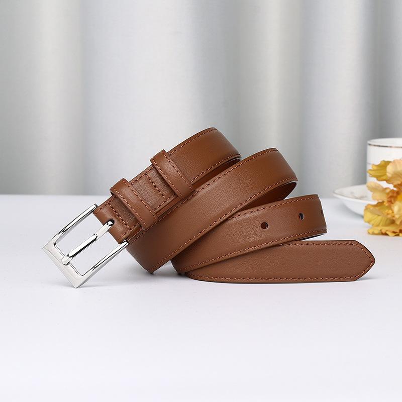 Simple And Versatile Fashion Light Luxury Chic Style Belt Women'S Leather Pin Buckle First Layer Cowhide High-End Belt Women'S