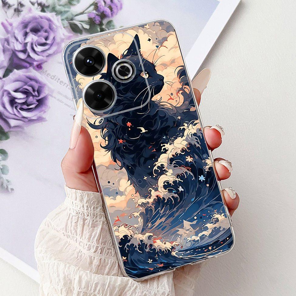 Clear Casing For Xiaomi Poco M6 Plus Cover For Xiaomi Poco M6 4G Case Luxury Butterfly Love Fashion Flowers Cool Lion Painted