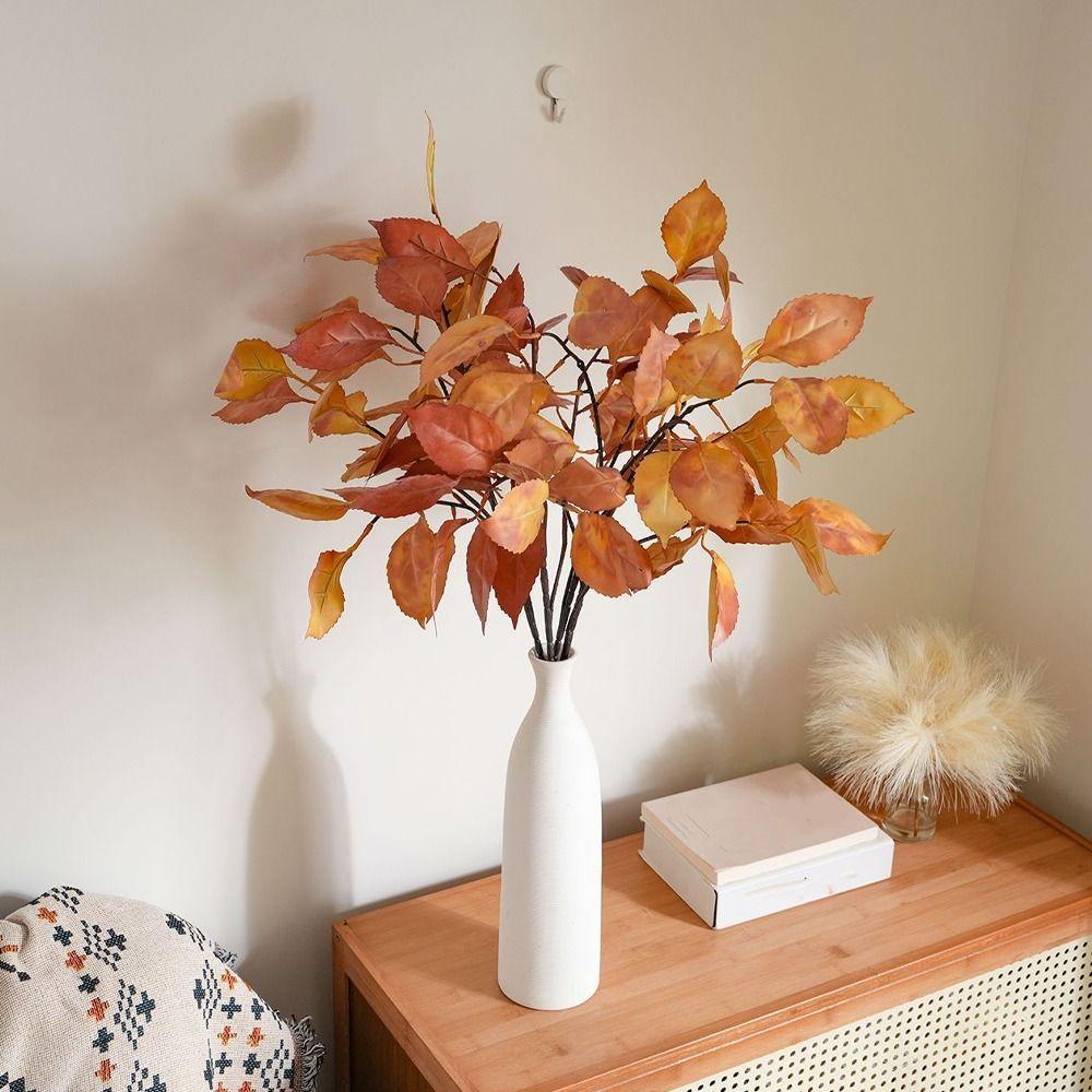 DIY Vase Decor Lifelike Artificial Persimmon Leaves Luxury Realistic Simulated Flowers Handmade Artificial Plant Wedding Decor