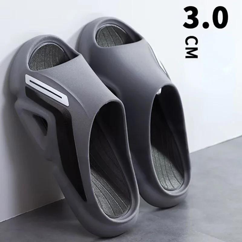Men's Fashion Summer Slippers Sports Platform Durable Slippers Outdoor Non-Slip Couple Soft Home Bathroom Flat Slippers 2024