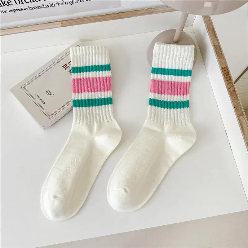 Cityboy Men's Striped Basketball Medium Tube Socks Vintage Unisex Women Couple Cottons Japanese Thick Towel Bottom Sports Socks