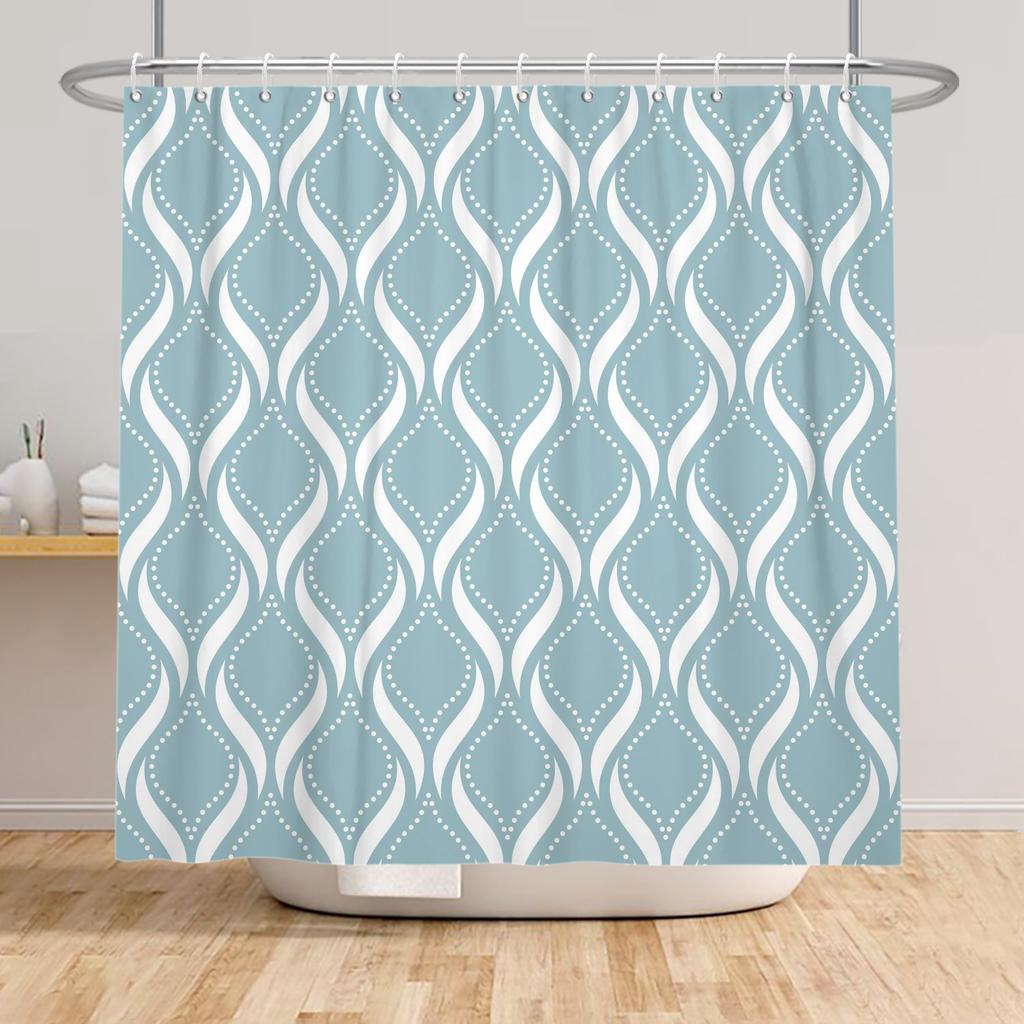 Modern Shower Curtain Wave Lines Modern Minimalist Geometric Unique Aesthetic Pattern Waterproof Polyester Bathroom Curtain
