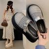 2025 Autumn New Retro Woven Bag Head Slippers Outer Wear Explosion One Pedal Thick Sole Hollow Hole Sandals Women