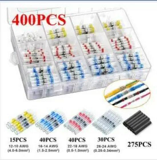 Heat Shrink Solder Ring Wire Connectors: 320-860 pcs Butt Splice Kit