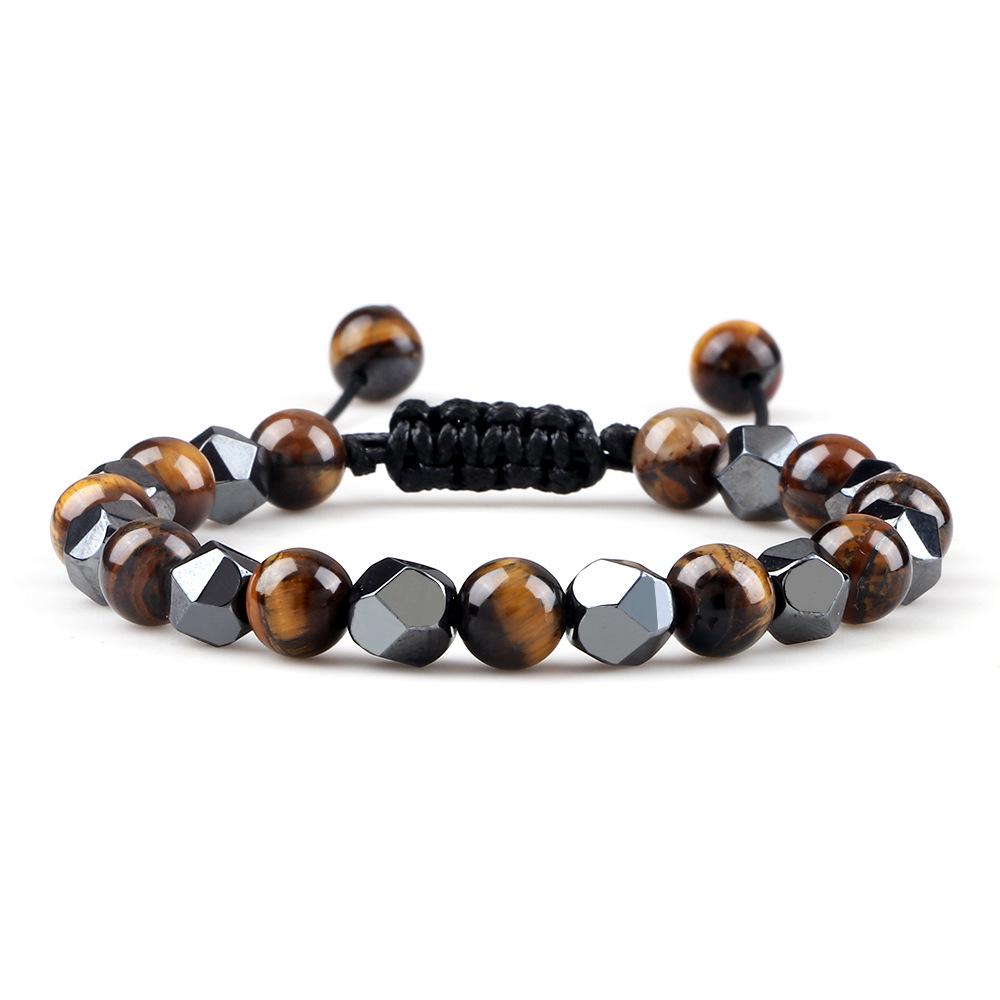 Obsidian Tigerauge & Schwarzer Achat Lavastein Armband