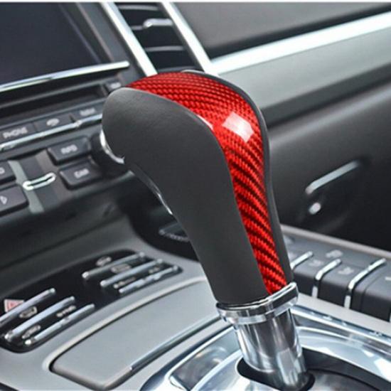 Luxury Red Carbon Fiber Car Center Gear Shift Knob Sticker For Cayenne 2011-2017