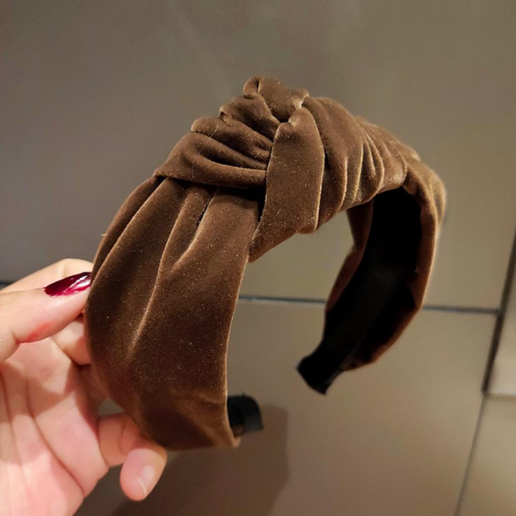 PROLY Neue Mode Damen Haarband Herbst Winter Turban Breite Seite Weiches Goldenes Samt Stirnband Für Erwachsene Einfarbig Klassische Kopfbedeckung