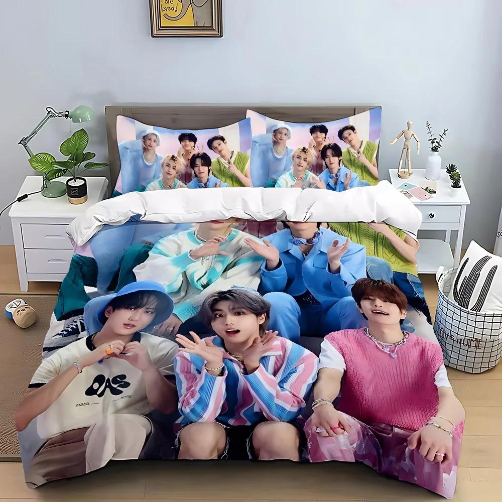 K-pop Group Duvet Cover Pillowcase 3D Printed S-Stray-K-Kids Bedding Set Single/Twin/Full/Queen Size for Fans Bedroom Decor