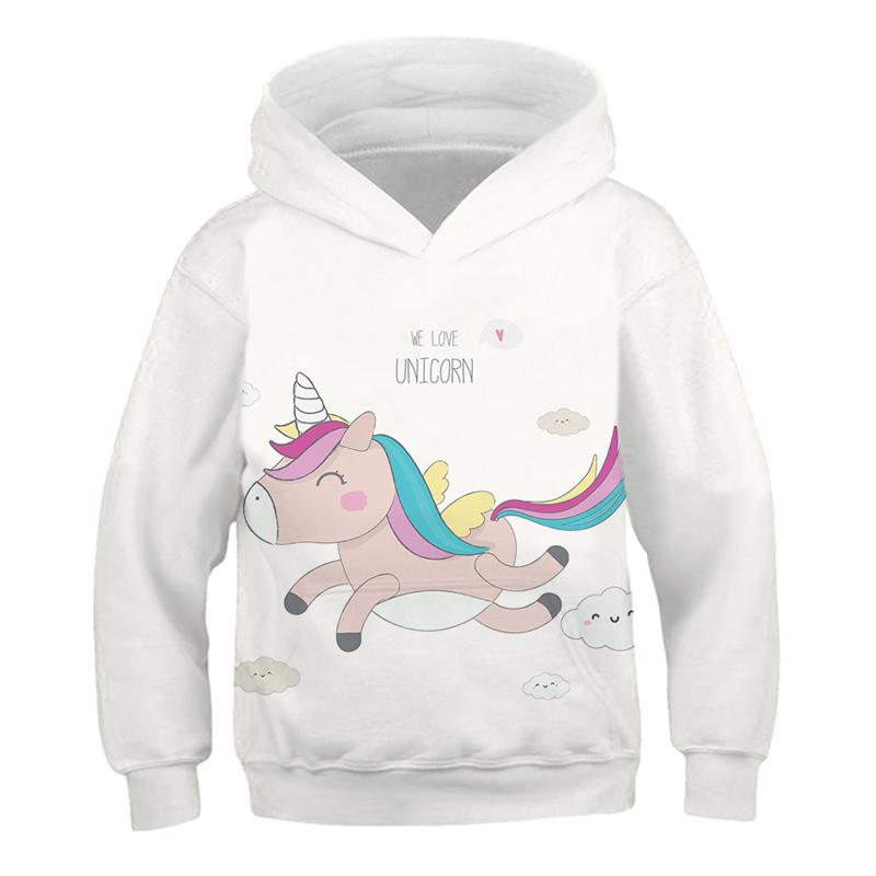 Unicorn 3D Hoodie Children Girls Spring Fashion Long Sleeve Printed Animal Hoodie Loose Cotton Sport Hooded Tops