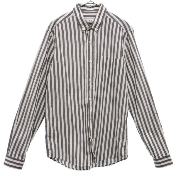 Ami Alexandre Mattiussi Striped Pattern Long Sleeve Button Down Shirt 39 Men's Used