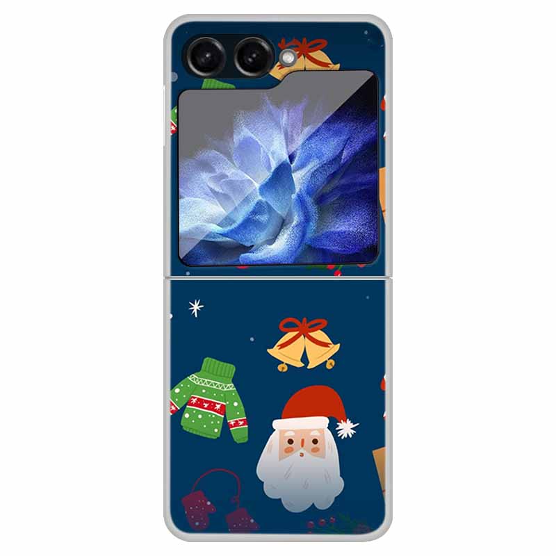 For Samsung Galaxy Z Flip 6 5 4 3 Case Christmas Cute Clear Hard Plastic PC Folding Back Cover For Samsung Z Flip6 Flip5 Flip4
