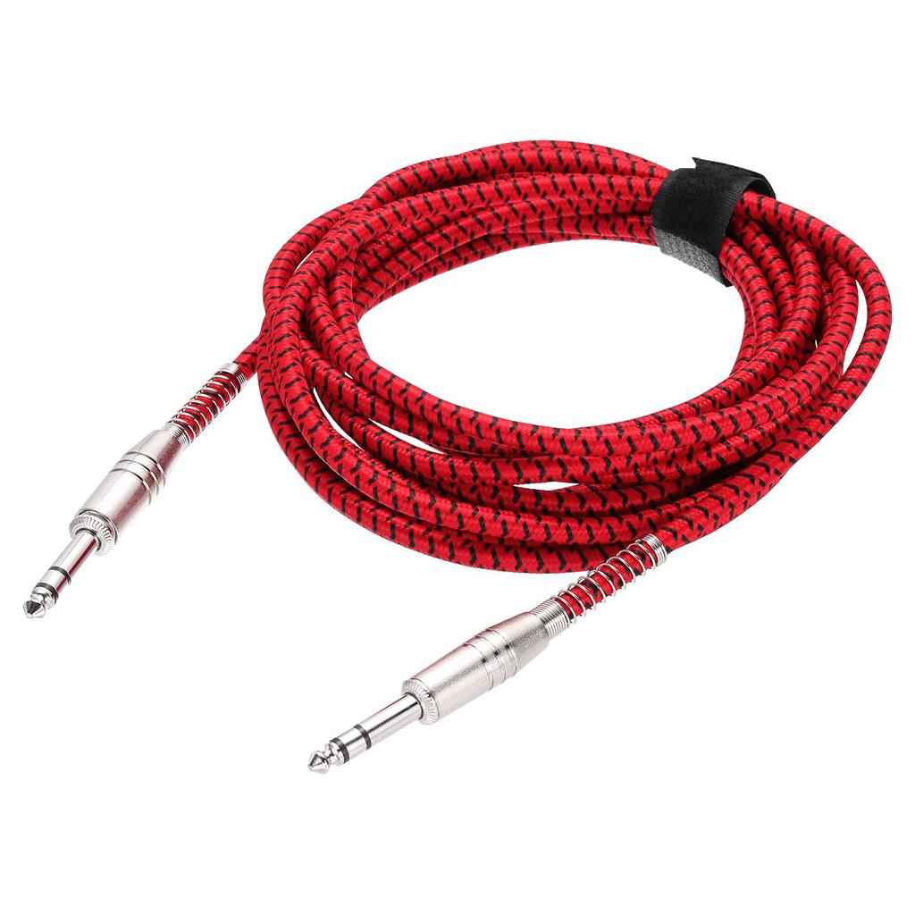 uxcell Guitar Instrument Cable, 15ft 14" to 14" Straight Electric Guitar Jack Cable Wire for Guitar and Bass, Black and Red