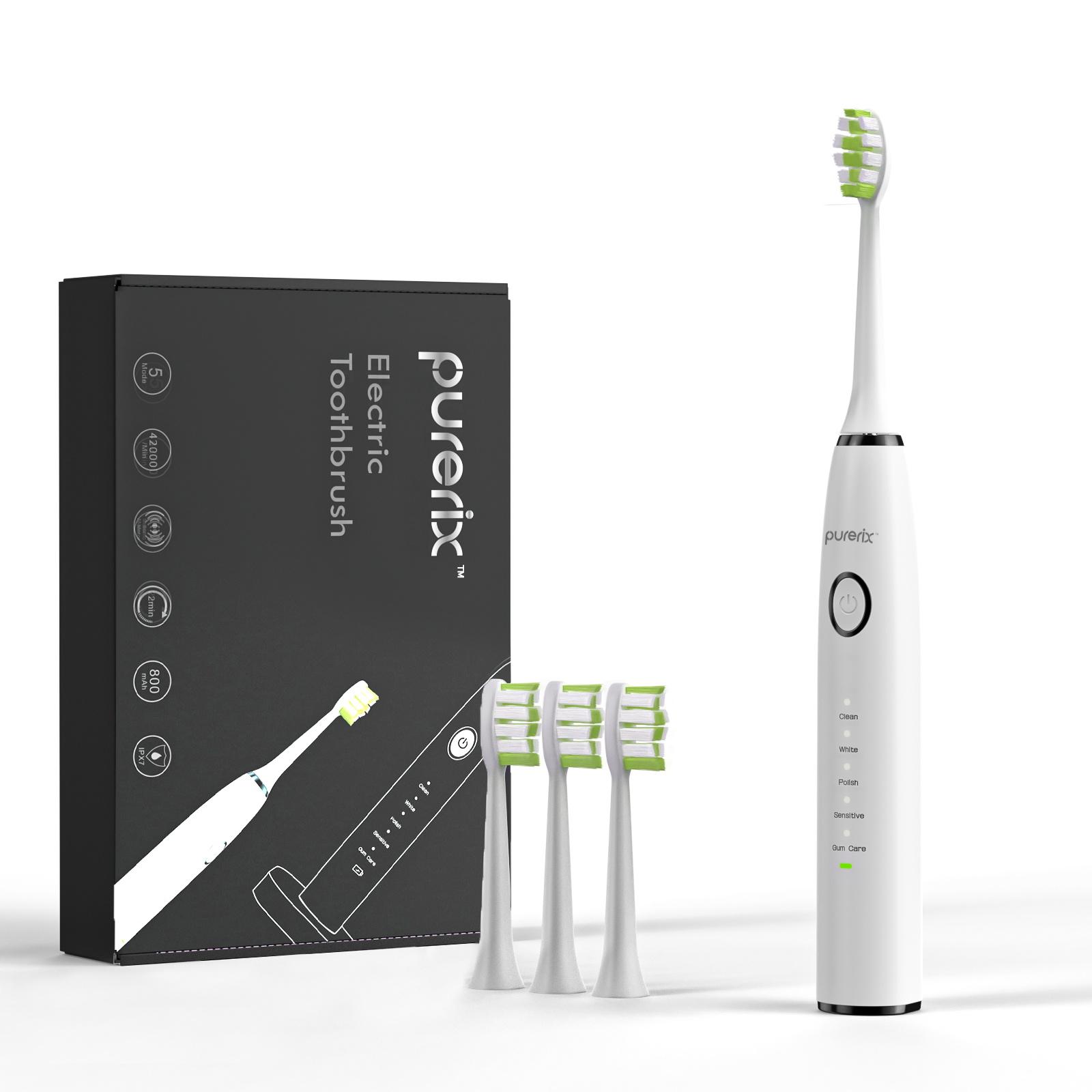 Purerix Wireless Charging Latest Portable Smart Waterproof IPX7 Electric Toothbrush чёрный