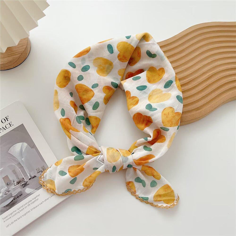 Carré en Coton Petit Carré Foulard Rétro Littéraire Petit Foulard en Soie Foulard Décoratif Petit et Frais pour Femme Cache-cou Rouge Foulard Mode Impression
