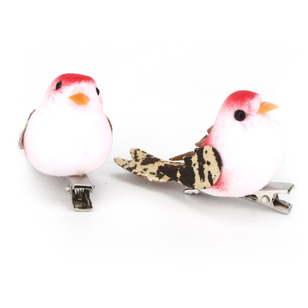 Characteristic Red Color Simulation Artificial Bird Decoration, 12pcs Quality Foam Fther Craft Clip Garden Home Wedding Window Ornament Prop, 100 Bran