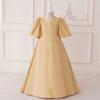 Abaya Arabic Robe Girls Dress Golden Lace Simple Fashion Children's Dress