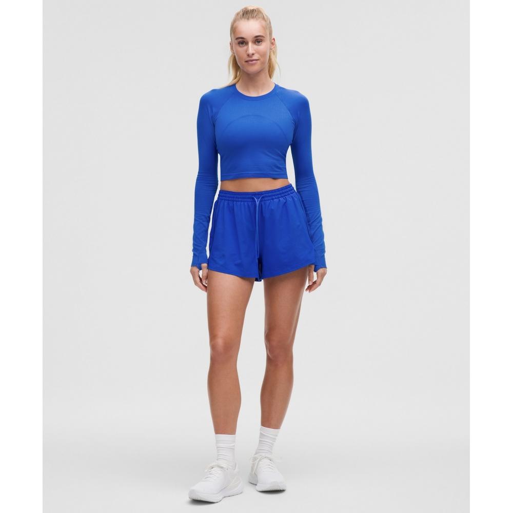 Lululemon Lightweight High Rise Relaxed Short 3   Long Liner Cerulean Blue Club Blue