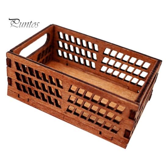 

Миниатюрный кухонный ящик для хранения овощей, мини-деревянная корзина, милый аксессуар для кукольного домика, мебель для улучшенных миниатюрных сцен коричневый