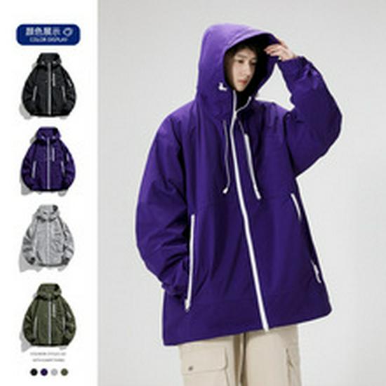 Unisex Autumn Color Blocked Windbreaker, Hard Shell with Taped Seams, Waterproof & Windproof Couple Jacket for Outdoor Mountaineering.
