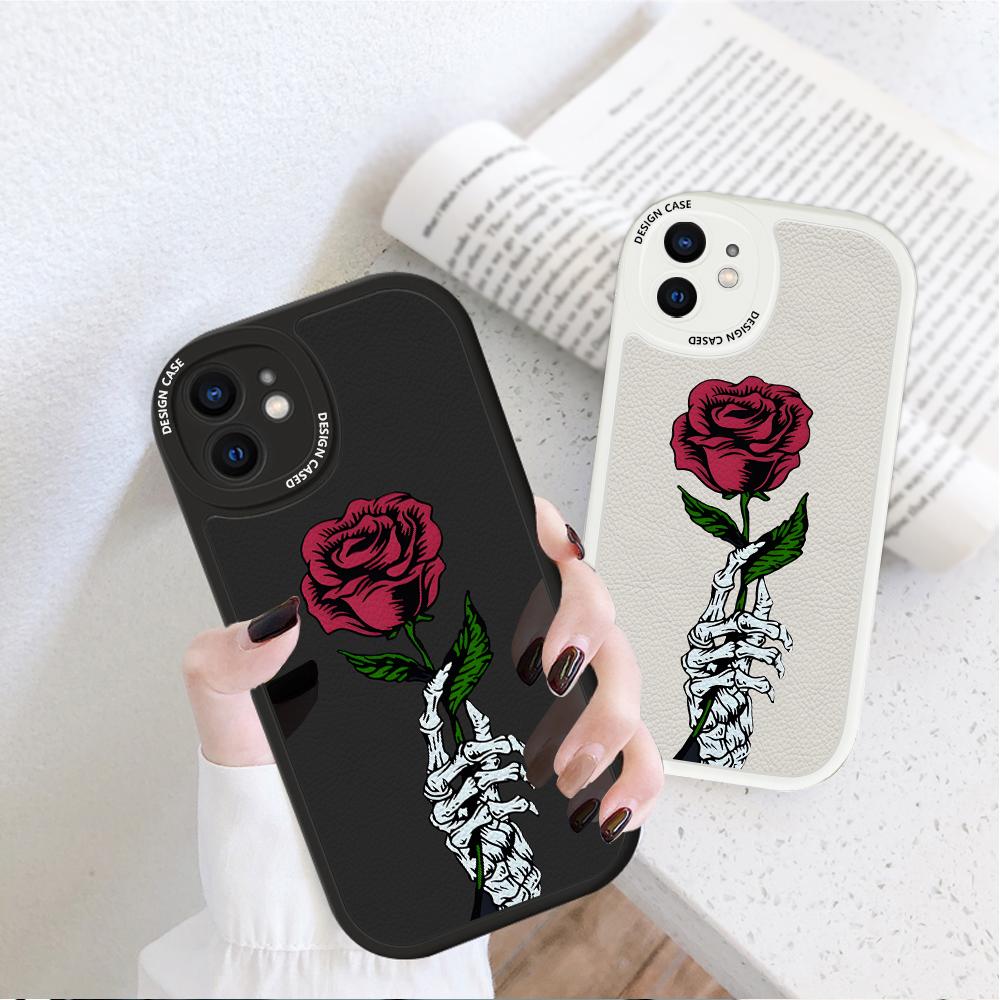 Slim Skin Feeling Cartoon Flowers Tulipany Miękkie silikonowe etui ze skóry PU na telefon Samsung Xiaomi Poco Redmi