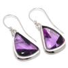 Natural Brazilian Amethyst Gemstone 925 Solid Sterling Silver Earring 1.50" W3l38