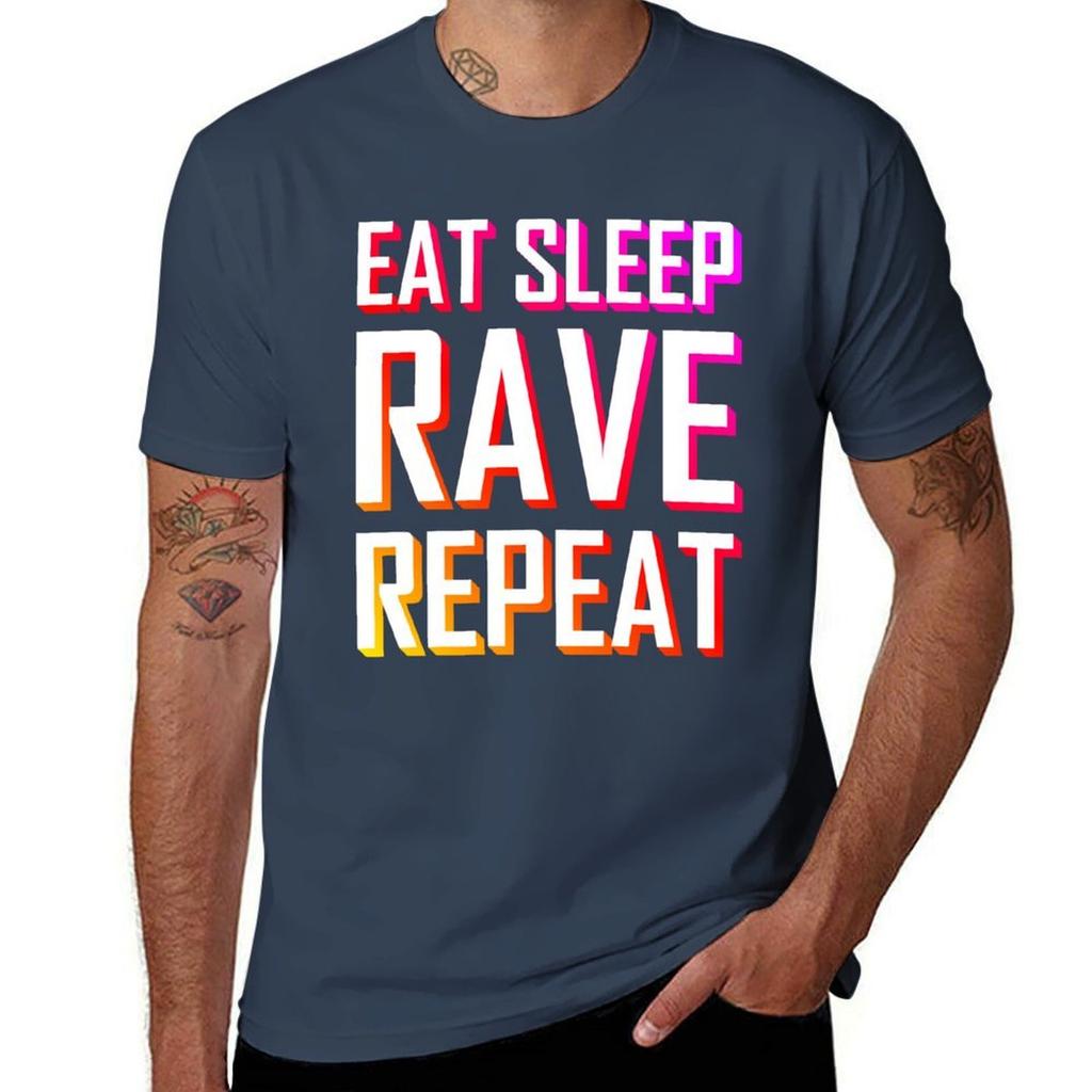 Eat Sleep Rave Repeat Tshirt Casual Loose Short Sleeve Tee For Unisex