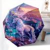 Unicorn Fantasy Theme 8 Bone Hand Automatic Folding Fashion umbrella, Compact and Portable Design, A Perfect Gift for Birthday, Christmas or