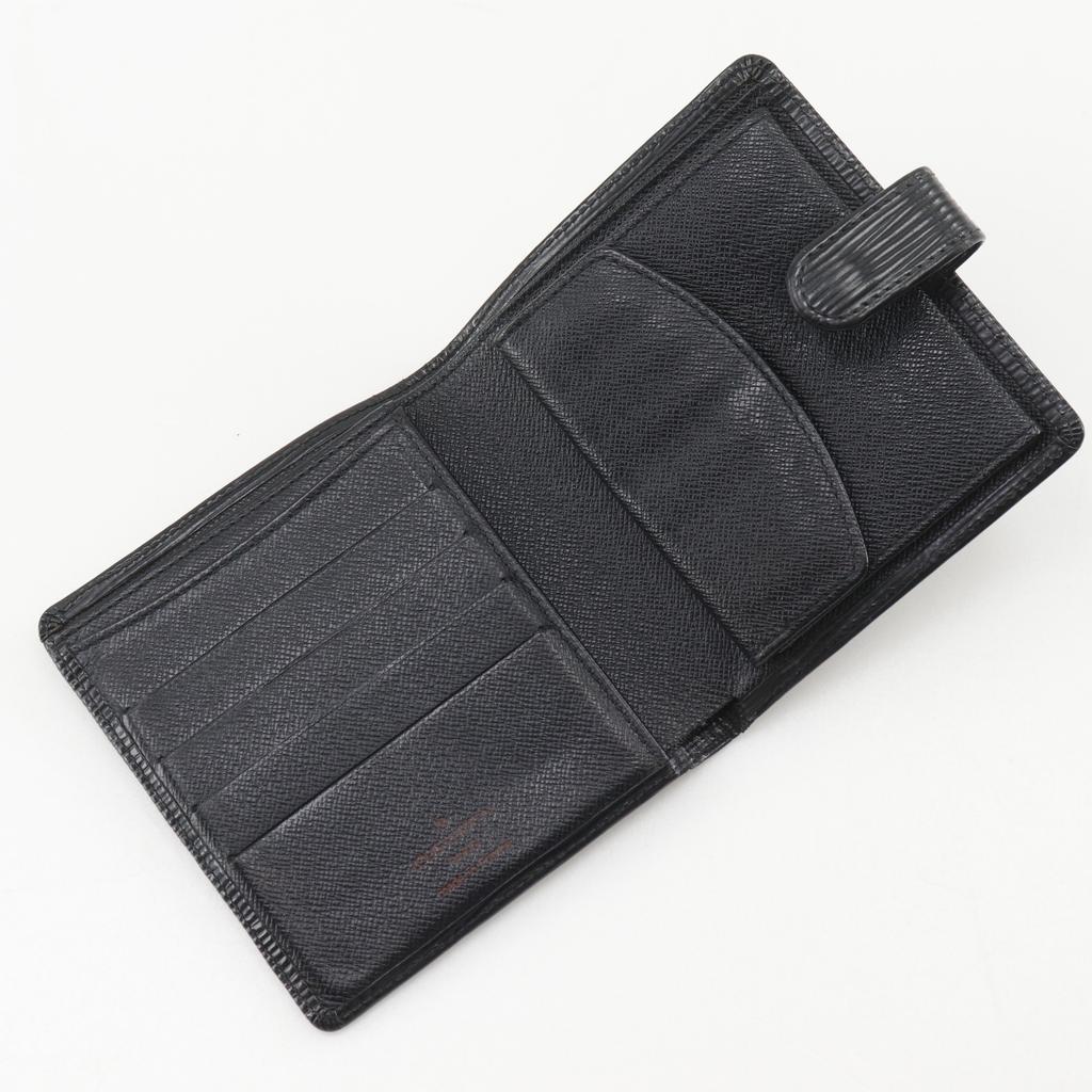 LOUIS VUITTON Porto Vie Compact Bi-Fold Wallet M63552 Noir black Epi Leather unisex Used
