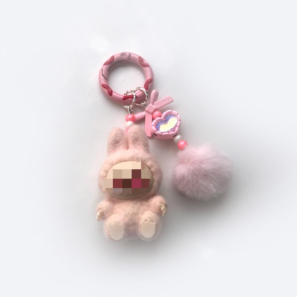 Flocking Mini Keychain Vinyl LABU Cute Grain Baby-free Bag Mobile Phone Pendant Cute Keychain