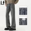 CHOCOOLATEit Men's Washed Vintage Loose Straight Micro-Flare Jeans