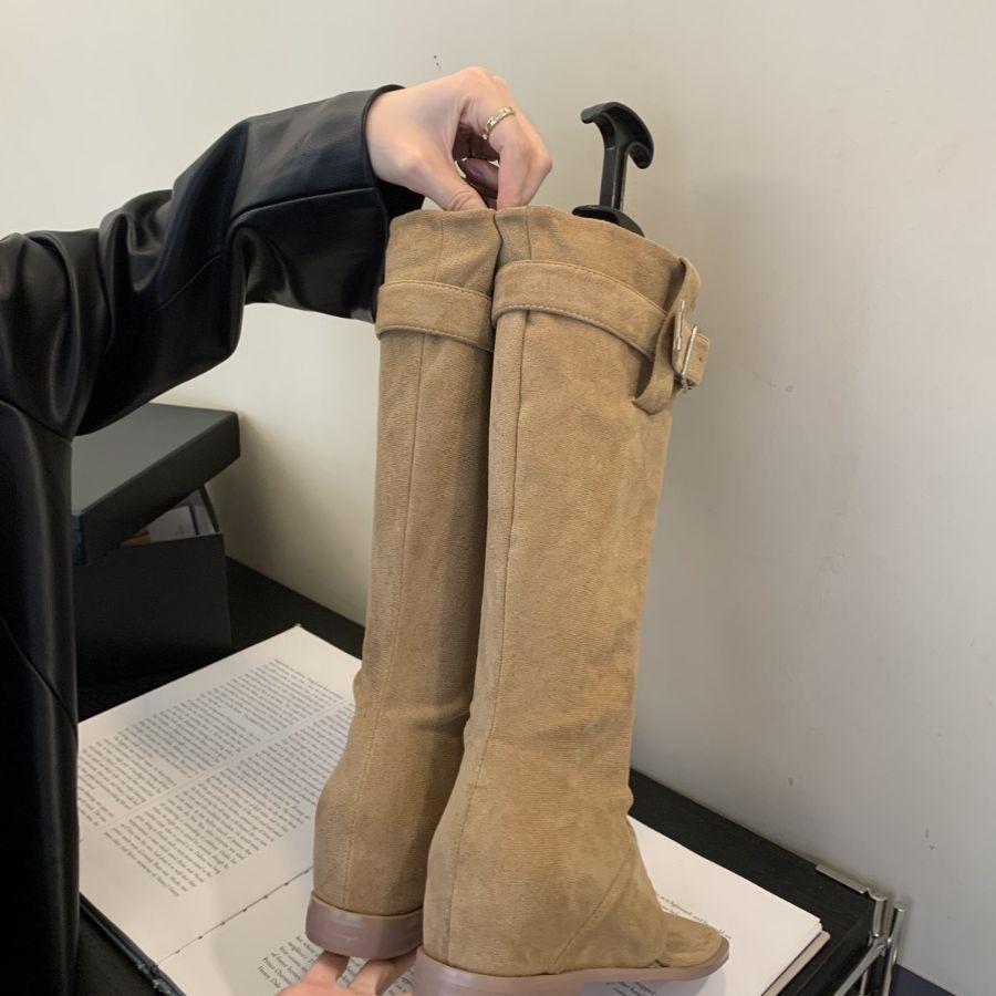 Summer 2025 New Spice Girls Pants Western Cowboy Cool Boots Heightening Sandals Women's Personality Mezzanine Toe Slope Heel High Top