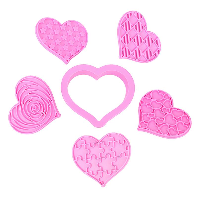 6ks Valentýn Láska srdce Vykrajovátka na sušenky Forma kutilské pečení Fondán Poleva Poleva Cookie Embossovací forma Forma na zdobení dortů Pomůcky