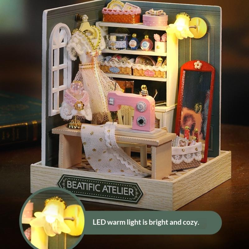 Miniature Doll Houses DIY Small House Kit 3D Wooden Craft Room Toy Set for Kids Home Decoration and Creative Assembly
