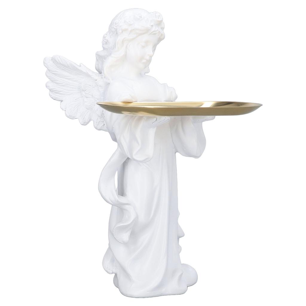 Engelfigur Synthetisches Harz Dekorative Schmuckaufbewahrung Engels-Skulptur mit Legierungsablage für