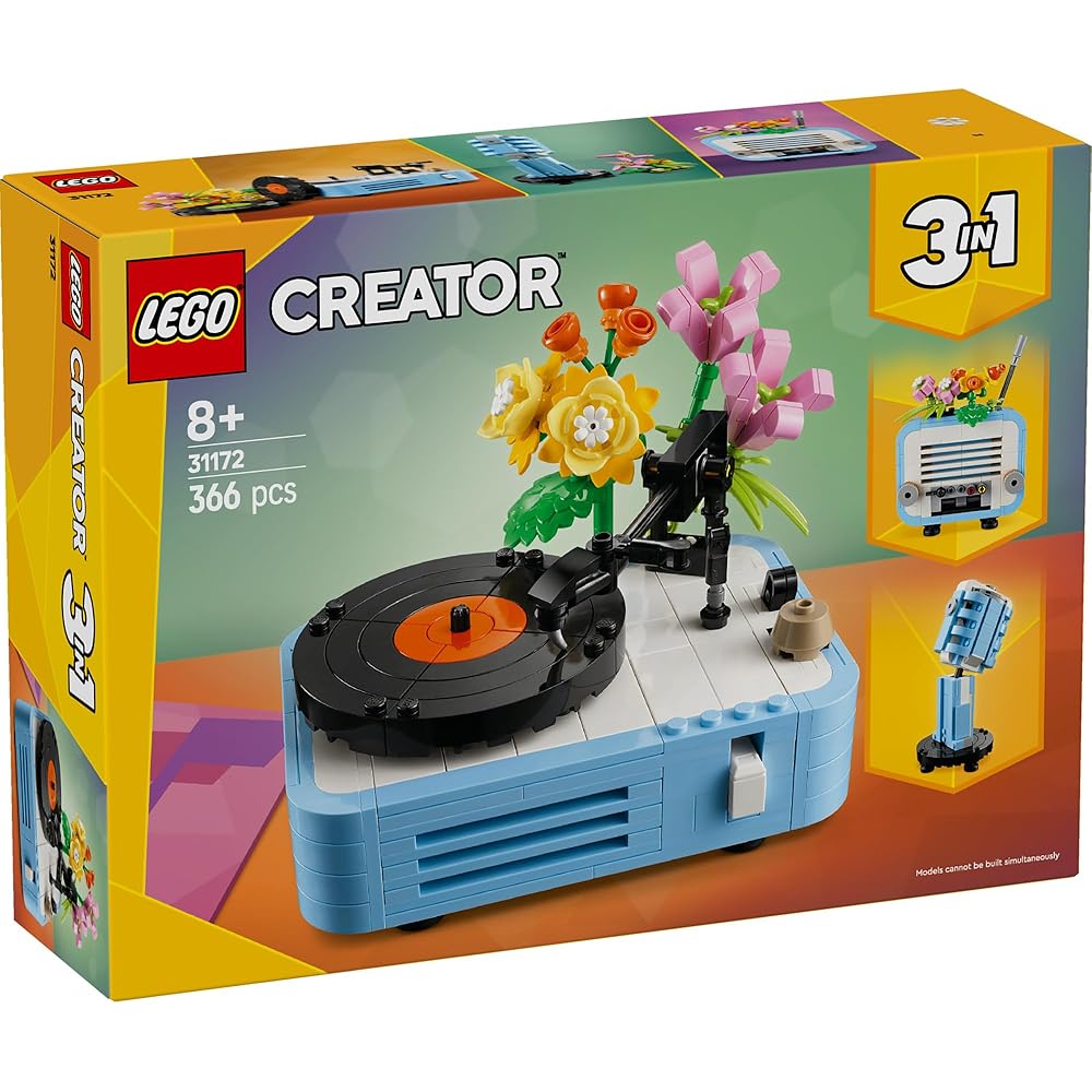 LEGO Creator Flower and Record Player Toy Building Blocks for Kids Ages 8-10