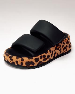 Prima d'Arte 5303 36 Platform Sandals Black Leopard Suede Leather