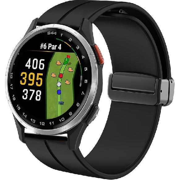 

Compatible with Garmin Approach S44 Band, 20mm Quick Release Soft Silicone Sport Wristband Replacement Straps Compatible for Garmin Approach S50, чорний