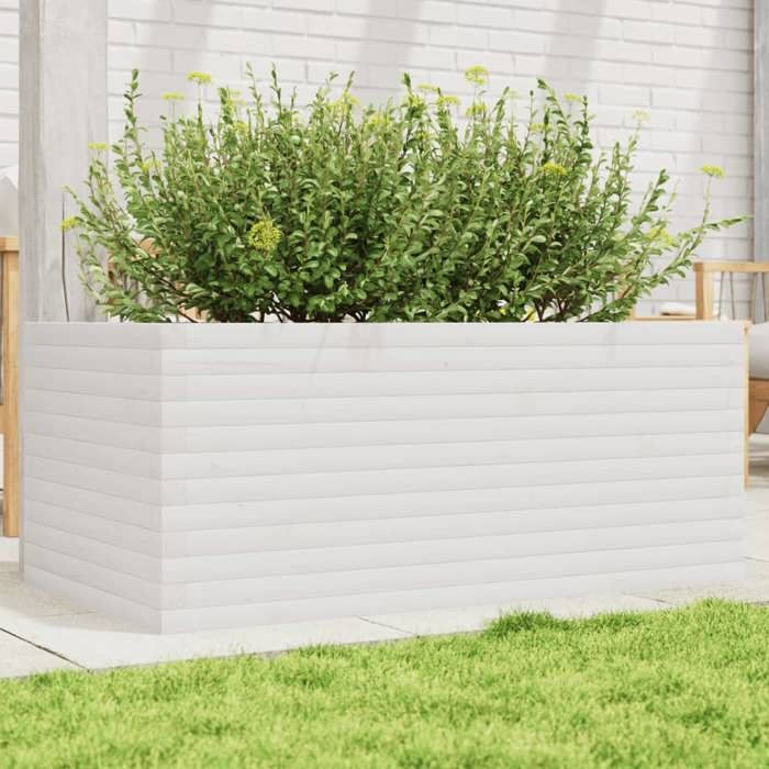 VidaXL Jardinière blanc 110x60x45,5 cm bois de pin massif, jardinière d'extérieur, bac à fleurs, boîte à plantes, jardinière 847284