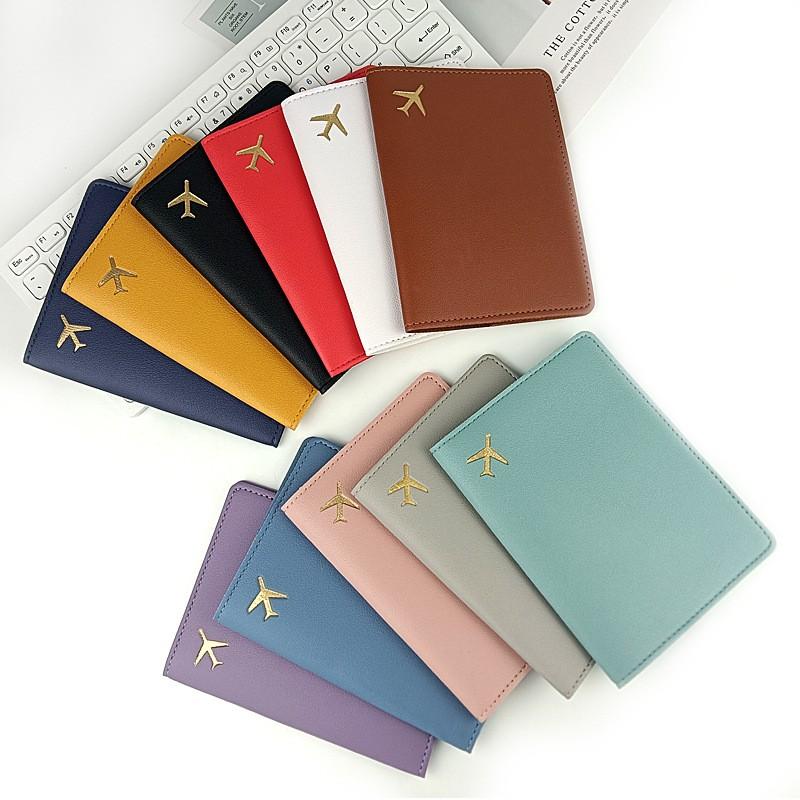 Couro de Avião Passaporte Costura de Linha Clip de Passaporte PU Capa Protetora para Passaporte Bolsa de Armazenamento