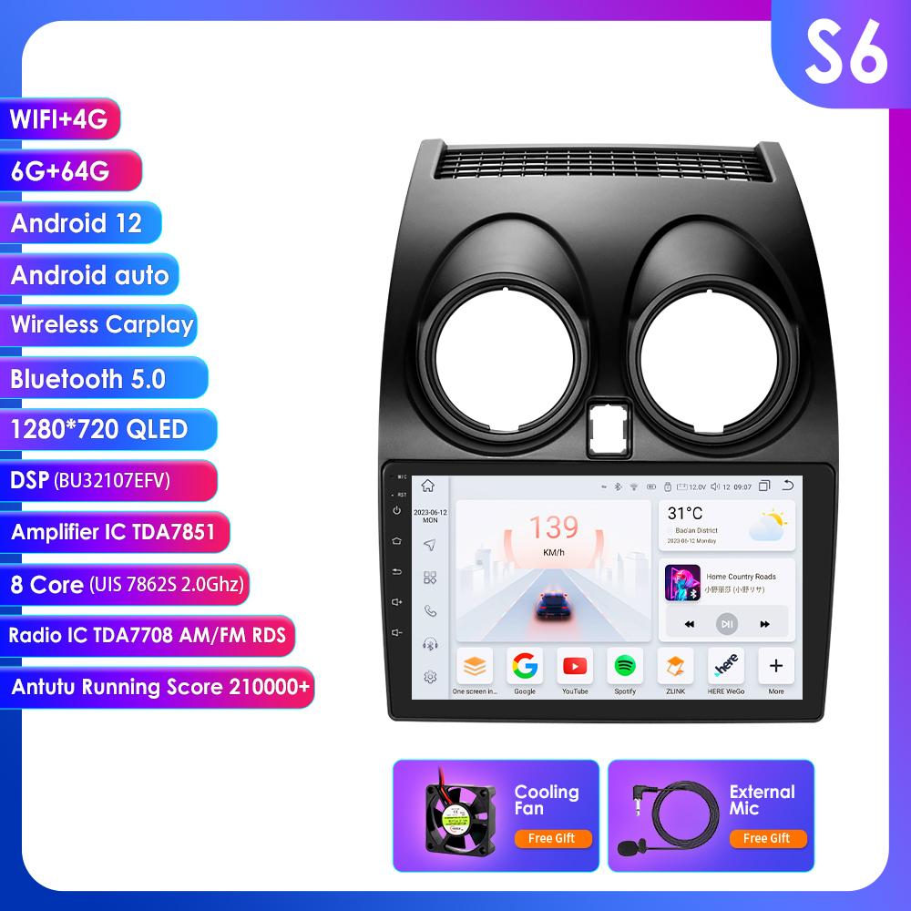 Ossuret Android 14 Intelligent Autoradio 2din Carplay For Nissan Qashqai J10 2006 2007 2008 2009 2010-2013 multimeida player Gps Navi Stereo Screen
