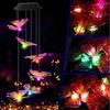 Cute Solar Wind Chime Colorful Gradient Hanging Wind Chime Hanging Lamp Auto on/Off Waterproof Solar Butterfly Light Outdoor