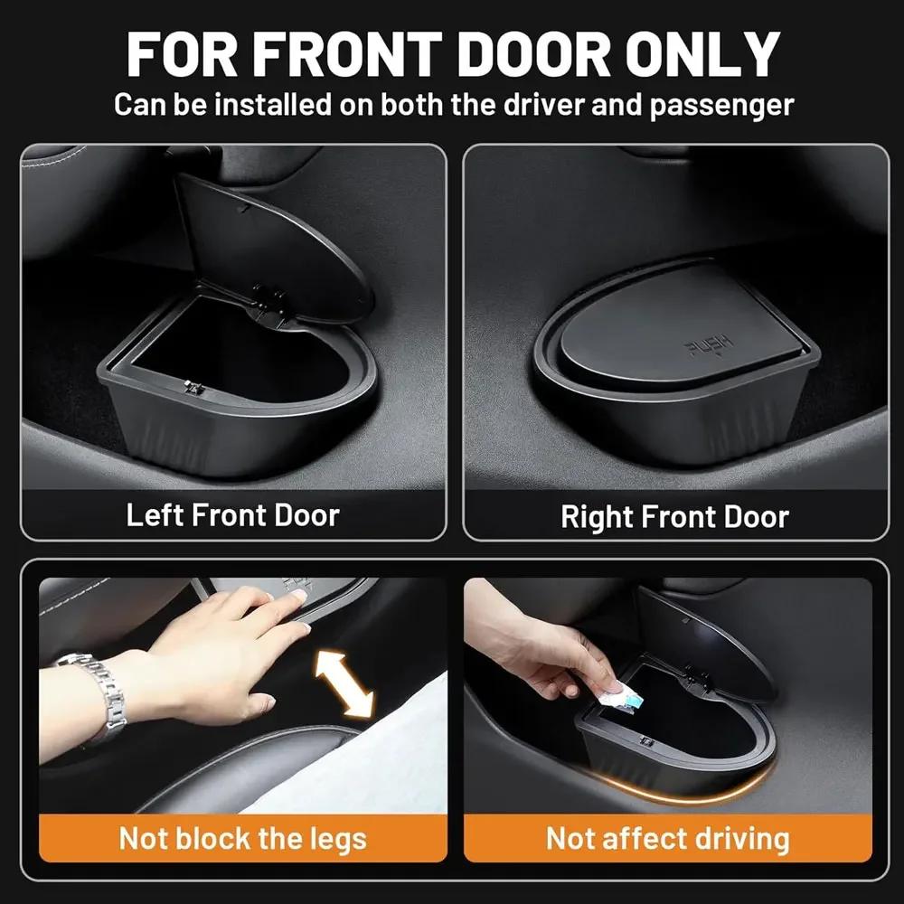 Tür Mülleimer für Tesla Model Y Zubehör Seitenfachtür Aufbewahrungsbox Organizer Push-to-Open Deckeldesign Vordersitz Auto Mülleimer