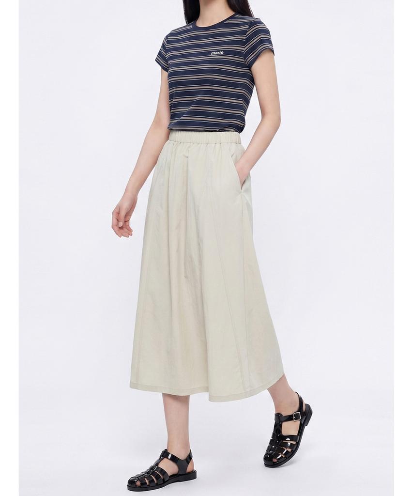 Poebeo21 Line Banding Shirred Long Skirt (Ftdbsk008)
