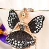 Flower Fairy Keychain Rhinestone Butterfly Wings Fairy Charm Cute Sparkly Keychain Bag Charm Gift for Women Girls