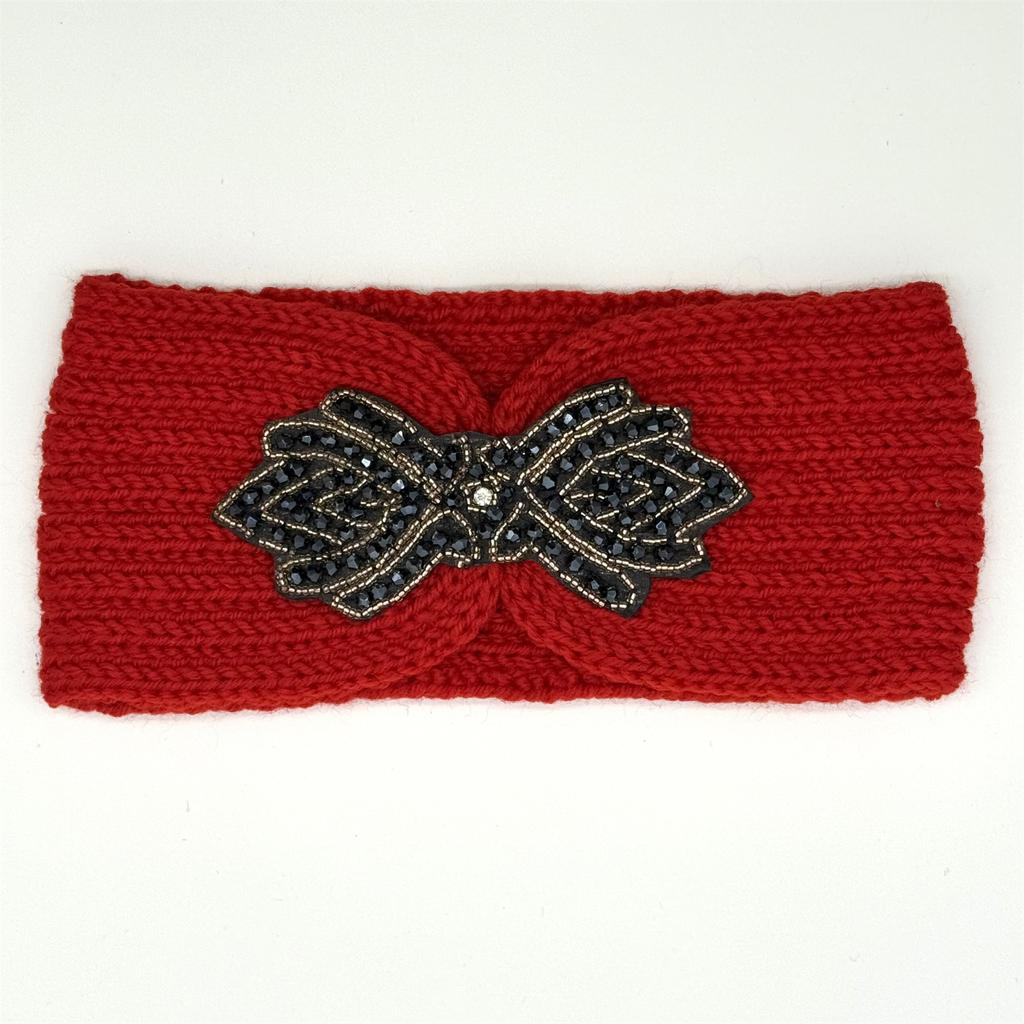 Crystal Beaded Winter Knit Headband Warm Turban Headwrap Hairbands Wool Ear Warmer Headscarf Head Wear Hair Accessories for Women Bandeau Bandanas
